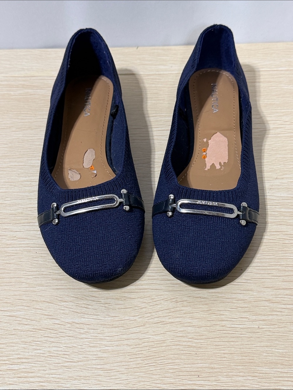Nautica Navy Knit Flats with Silver-Tone Accent